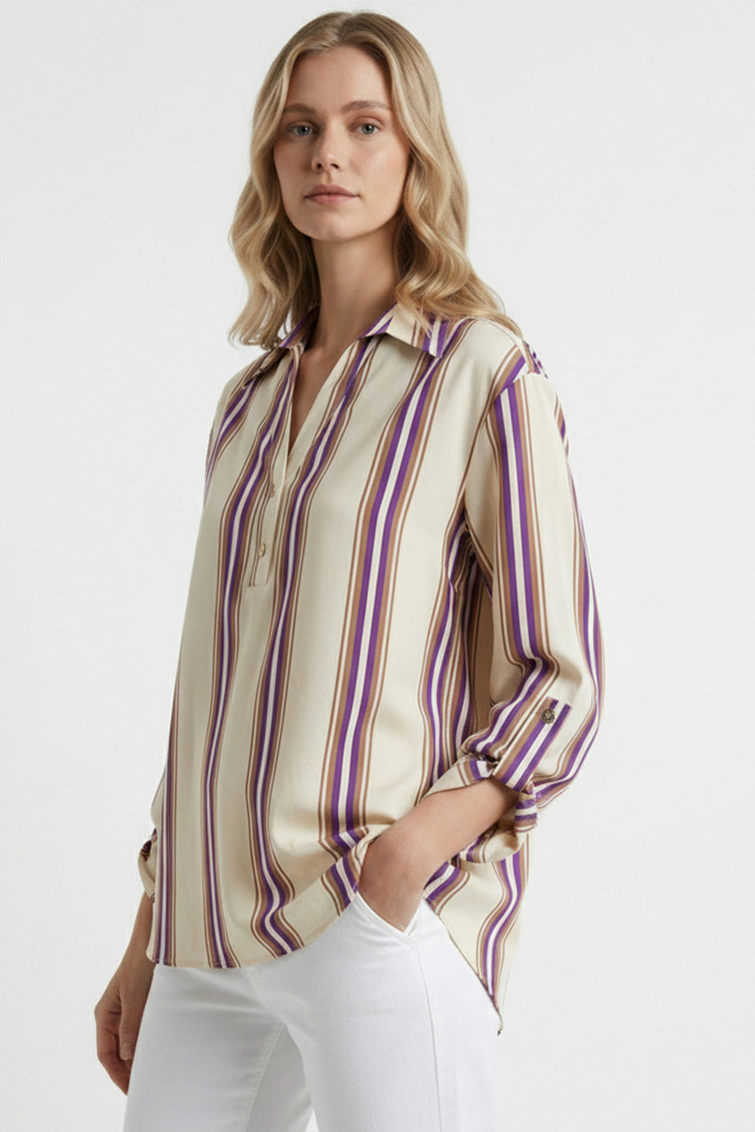 Delron Long Sleeve Blouse - MULTI COLOR