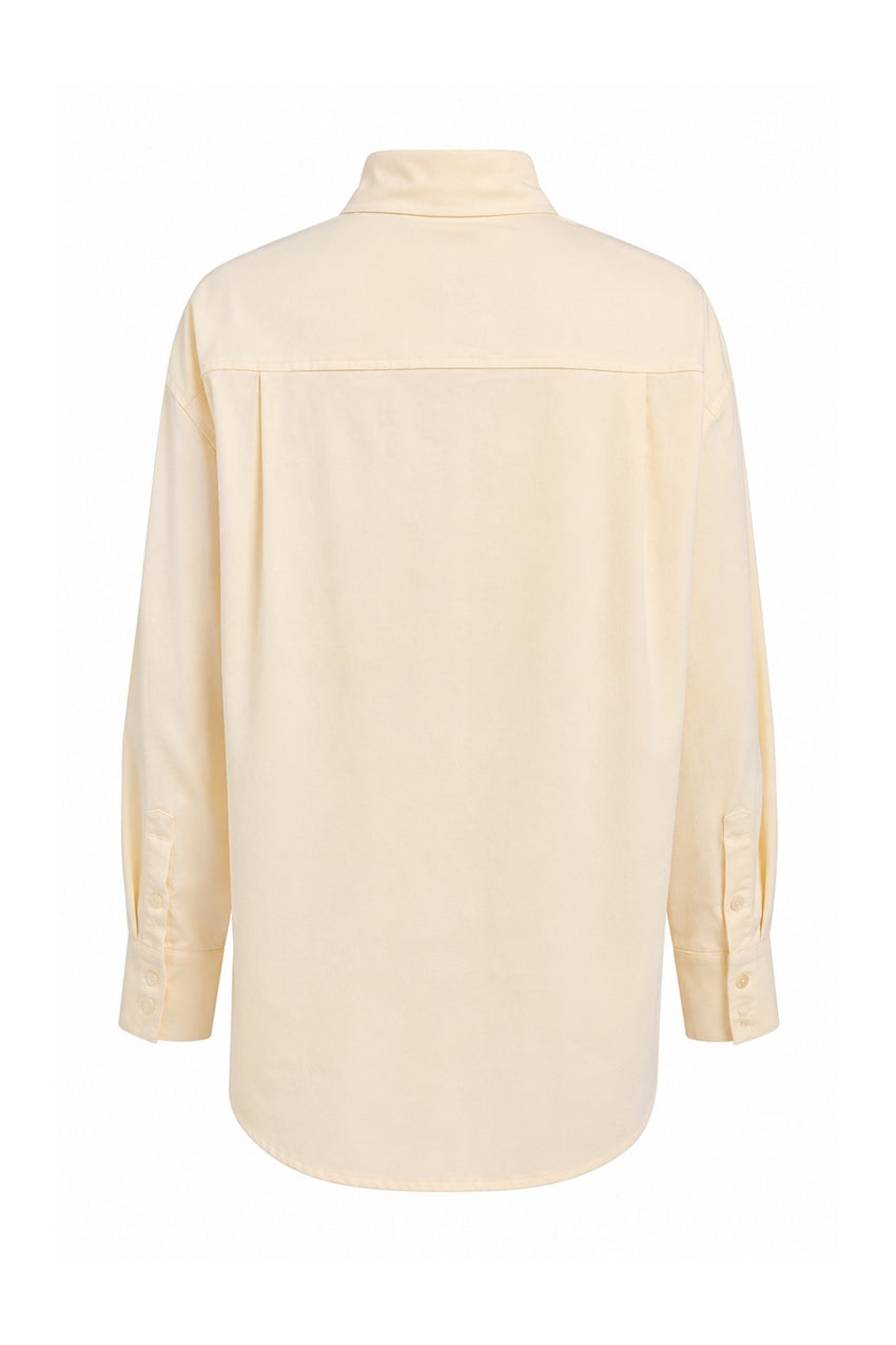 Embroidered Collared Shirt with Long Sleeves - Cream