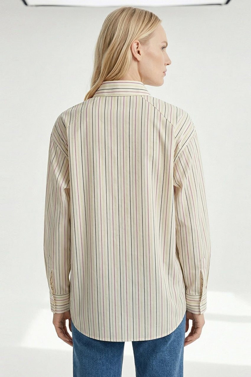 Gage Embroidered Long Sleeve Shirt - BEIGE