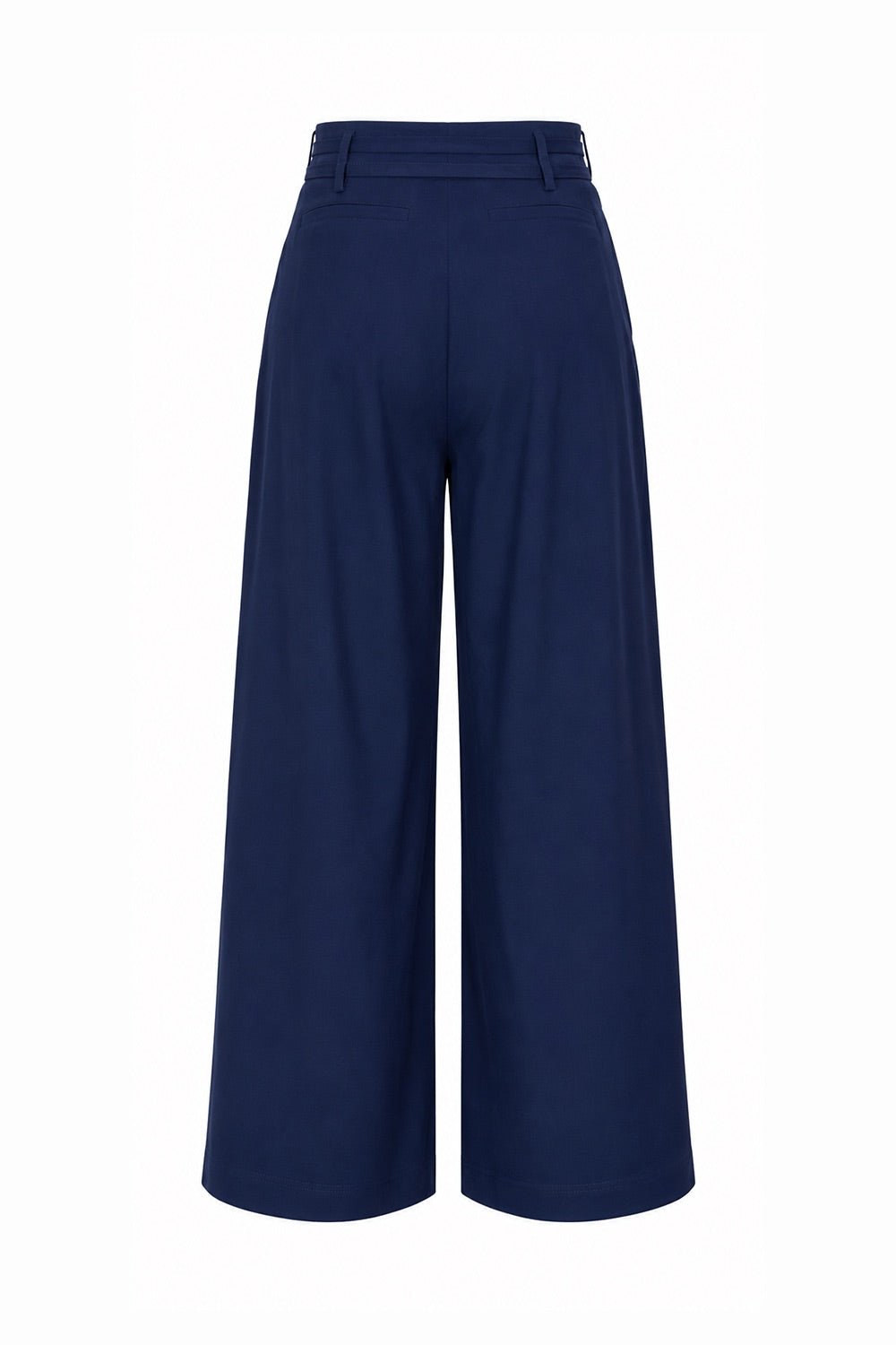 Mckenna Belted High Waisted Pleated Pants - Navy