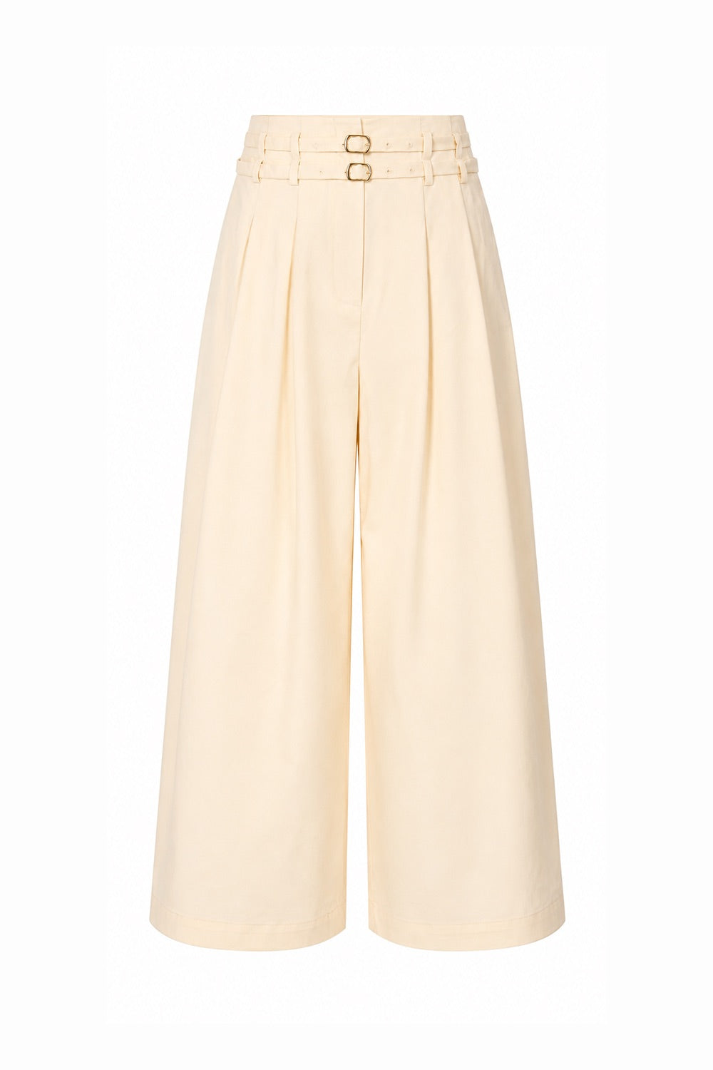 Mckenna Belted High Waisted Pleated Pants - Ecru
