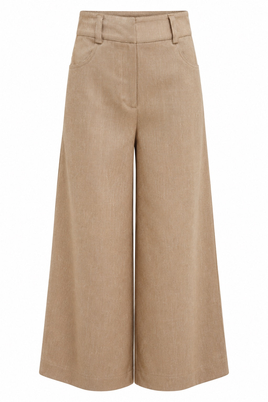 Rebecca High Rise Zippered Wide Leg Pants- Camel