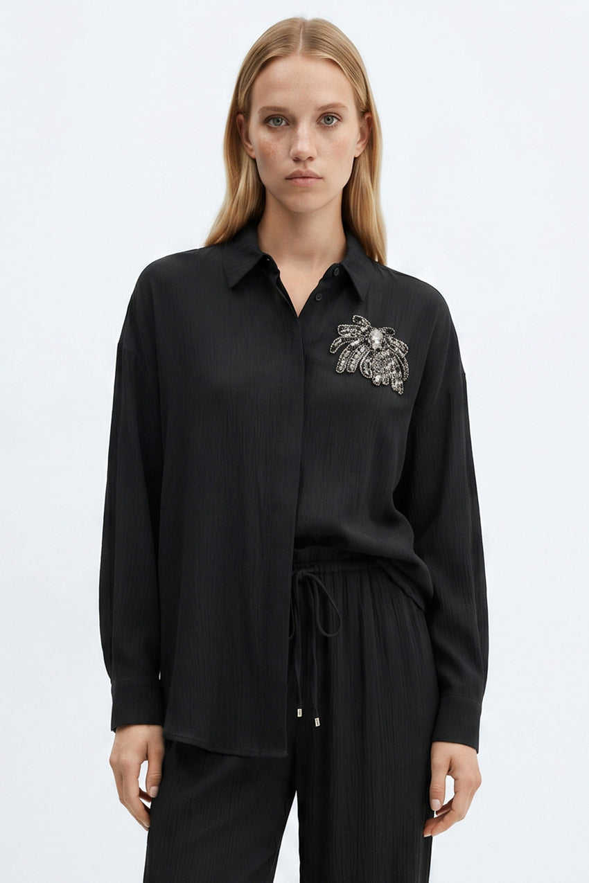 Wide Leg Woven Pants - BLACK