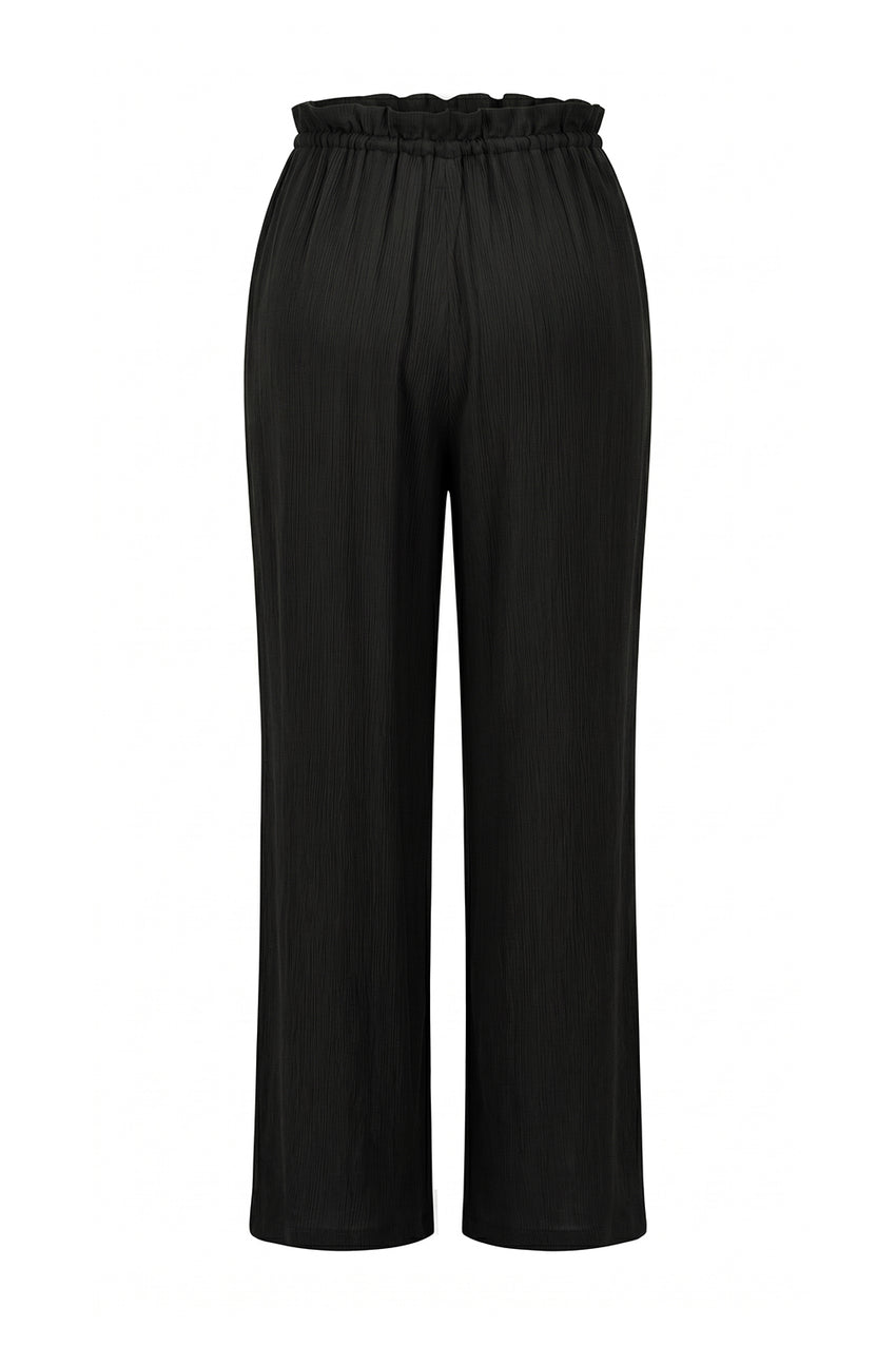 Wide Leg Woven Pants - BLACK
