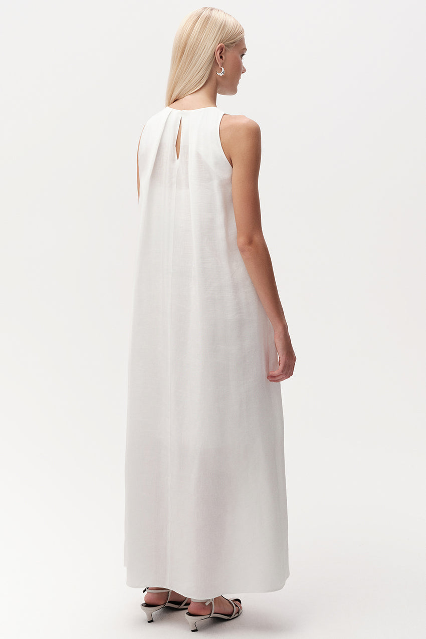 Halter Neck Linen Blend Midi Dress - MULTI COLOR