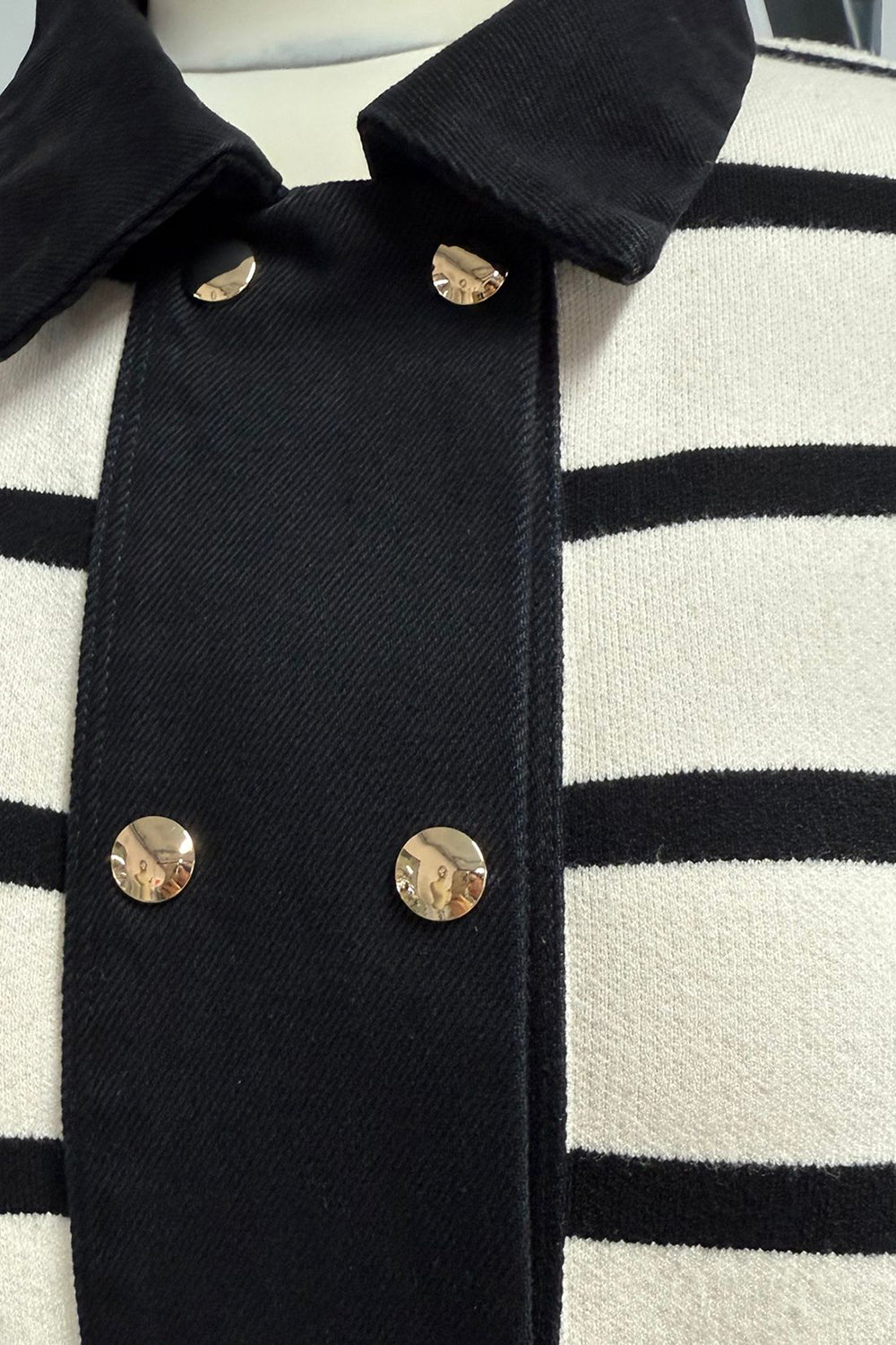 Long Sleeve Knit Cardigan - BLACK CREAM