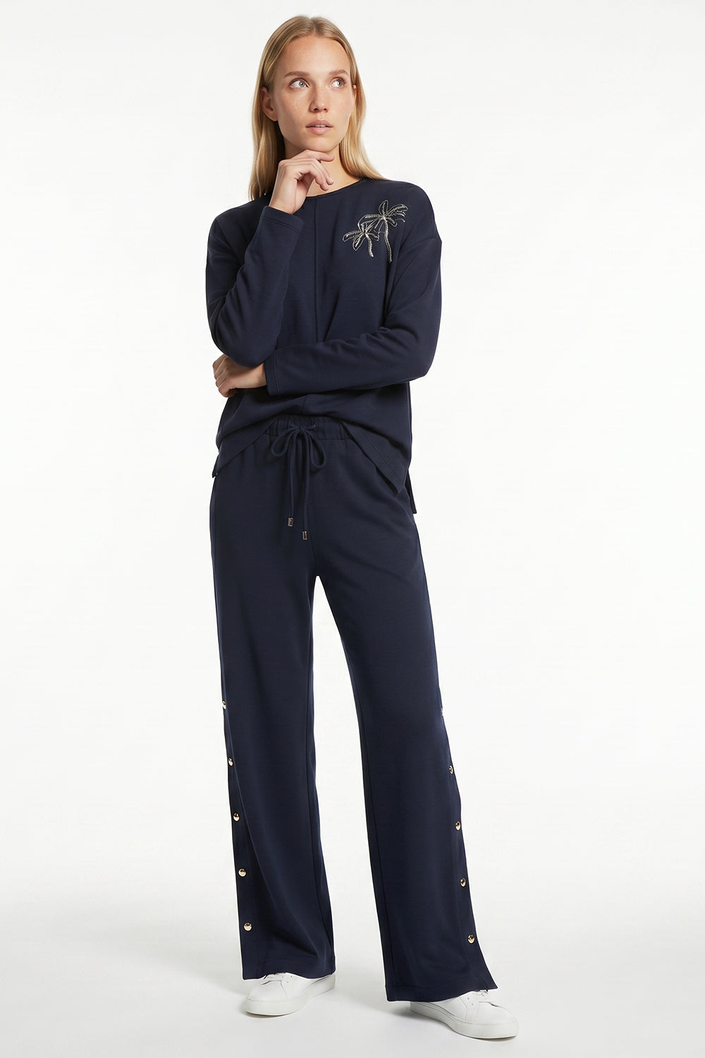 Chevi Knit Pants - Navy Blue