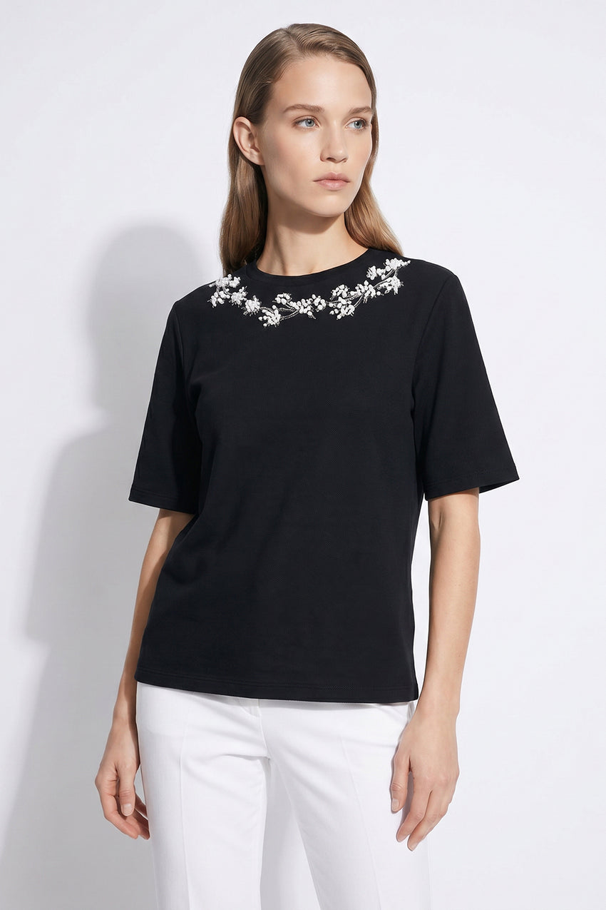 Lexaa Knitted Tshirt - BLACK