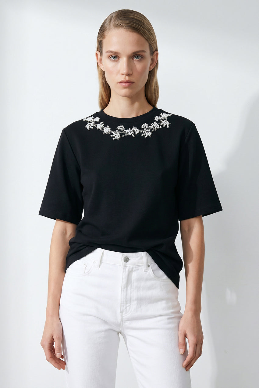 Lexaa Knitted Tshirt - BLACK