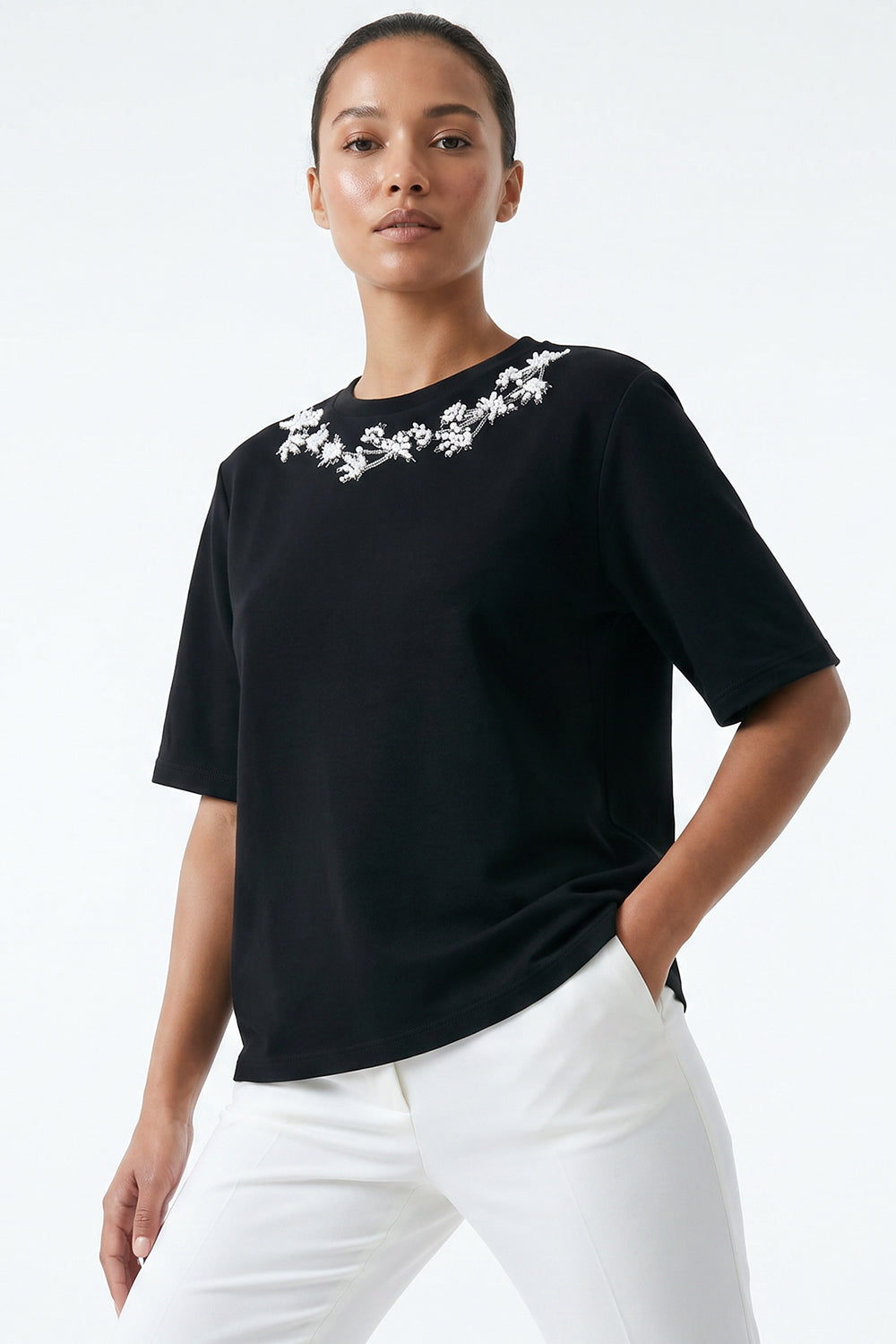 Lexaa Knitted Tshirt - BLACK