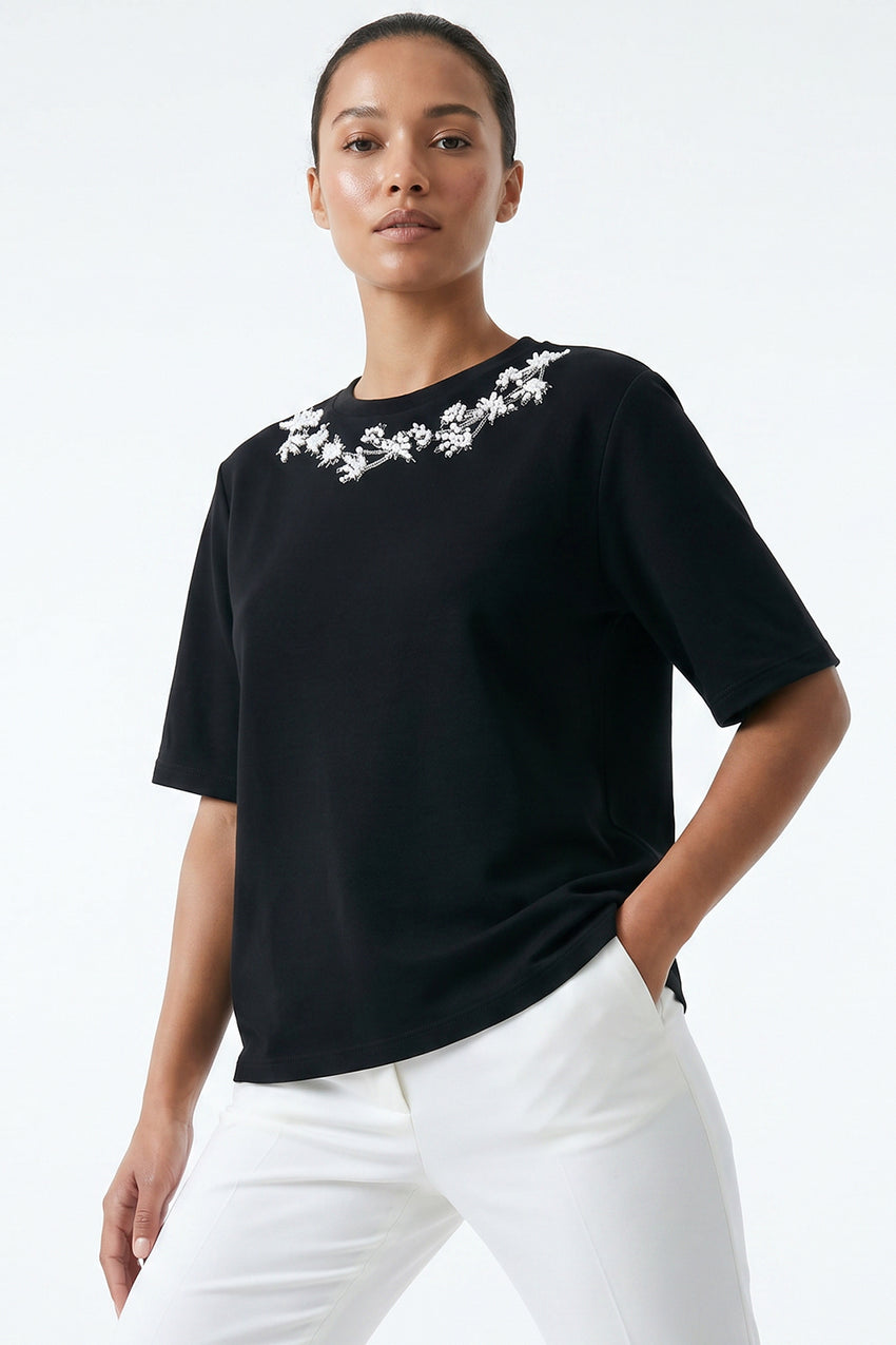 Lexaa Knitted Tshirt - BLACK