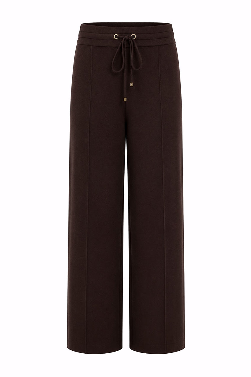 Drawstring Knitted Trousers – Brown