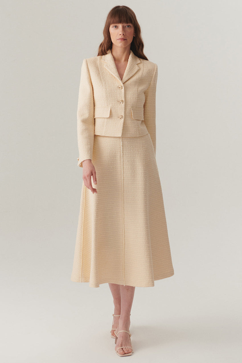 Ecru Regular Fit Jacket with Wrap Front and Pockets