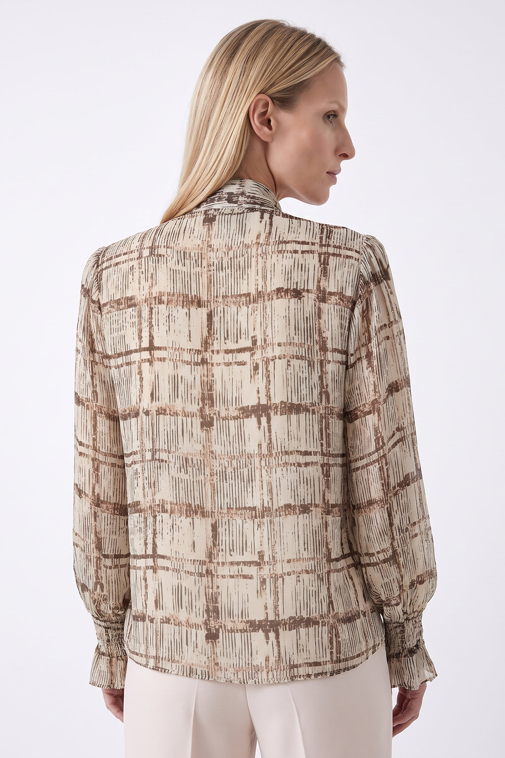 Foulard Detail Lined Shirred Blouse - MULTICOLOR