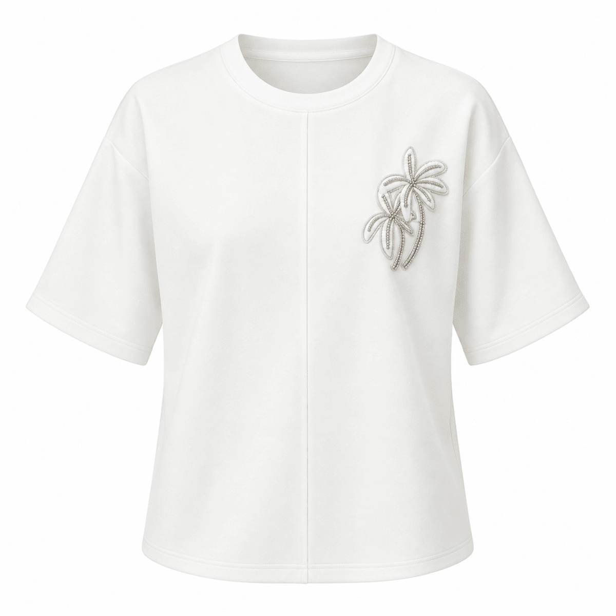 Christien Embroidered Knit Blouse - Ecru