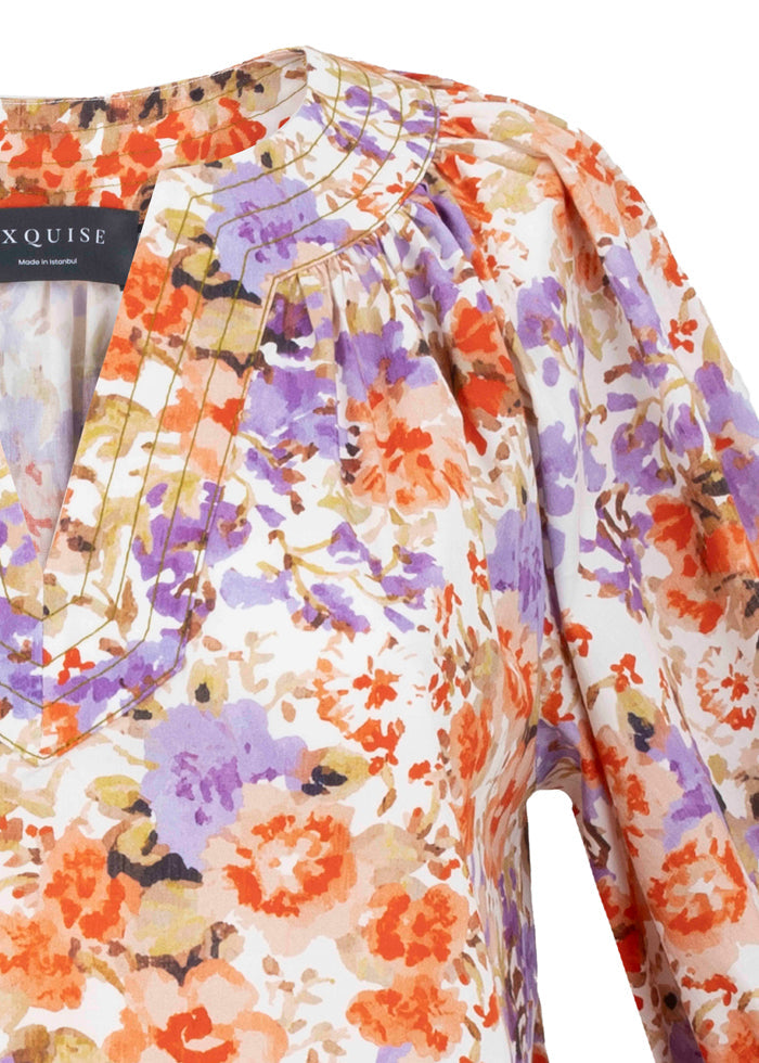 Pure Cotton V-Neck Floral Relaxed Fit Dress