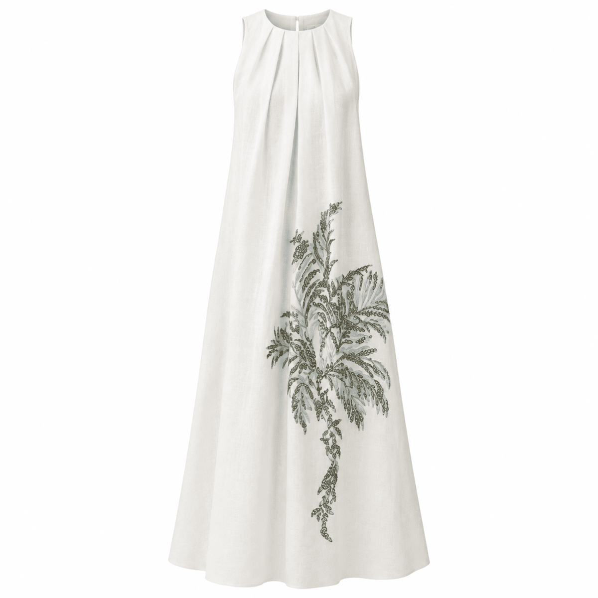 Briand Halter Neck Linen Blend Midi Dress - MULTI COLOR