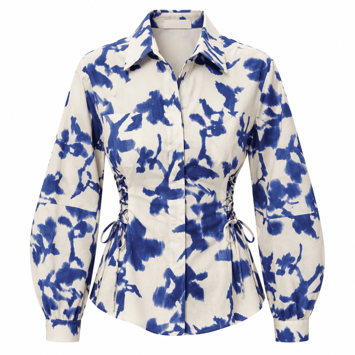 Ambrosina Collar Puff Sleeve Shirt - Multi Color