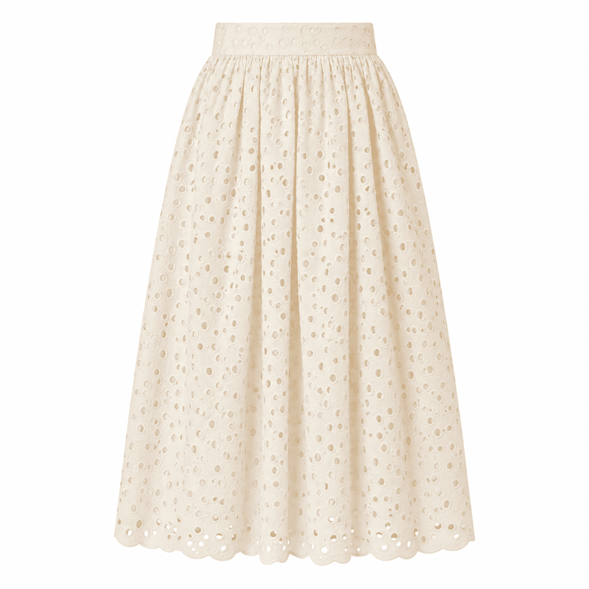 Charleigh Cotton Midi Skirt - Ecru