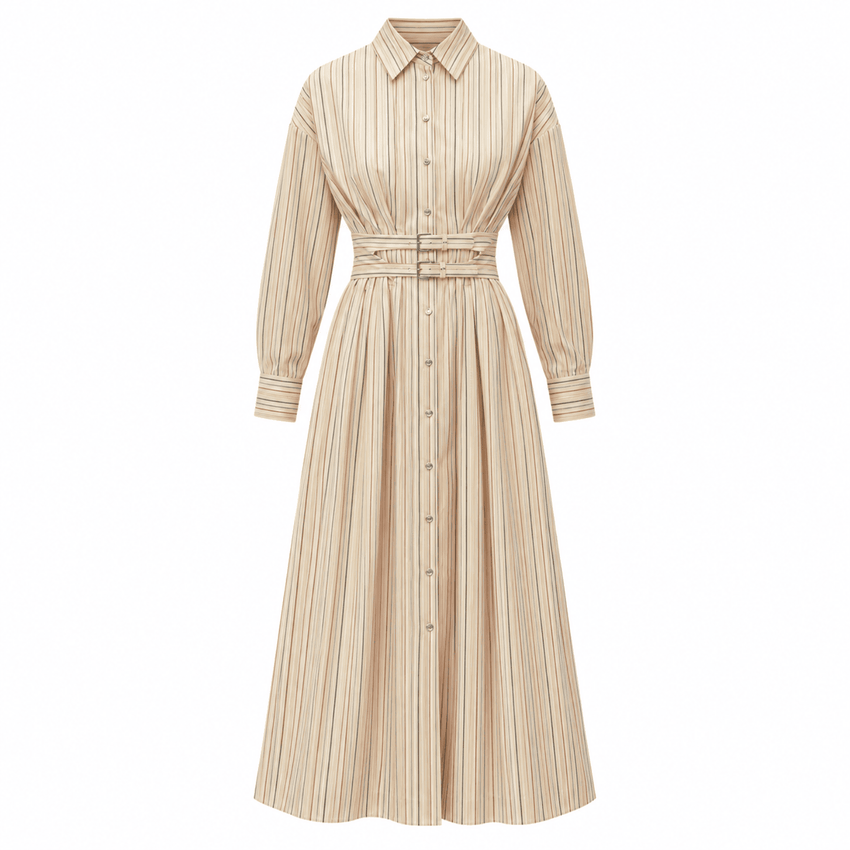 Galatee Midi Shirt Dress - Beige
