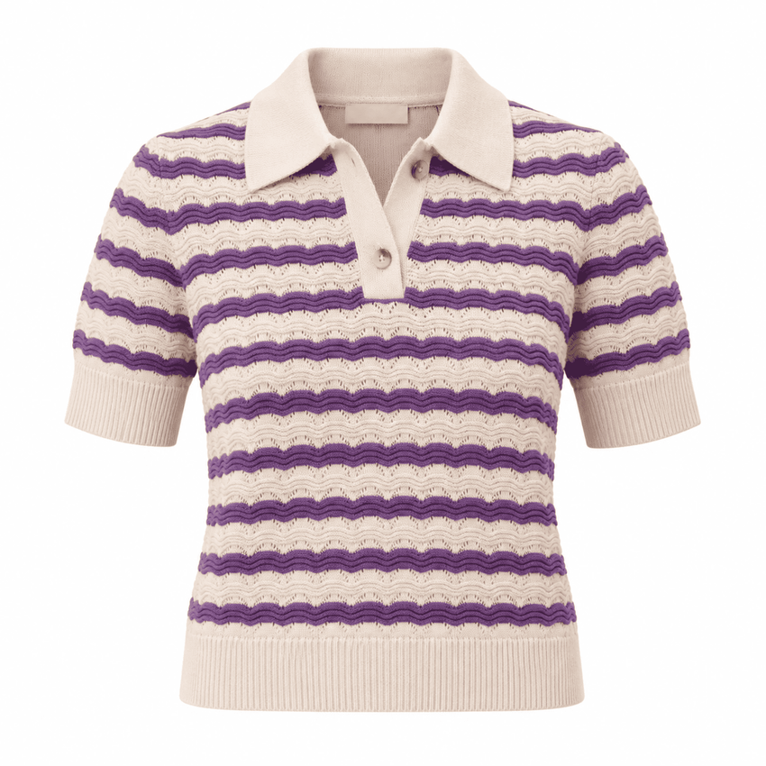Priscila Polo Knit Blouse - Beige