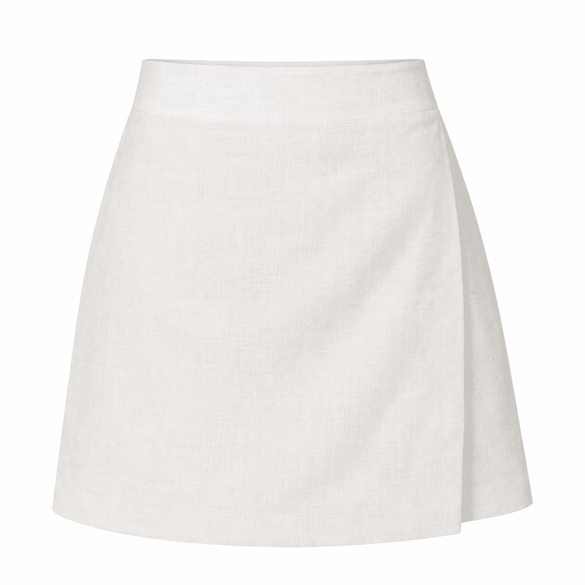 Carressa Elasticated Waist Linen Woven Shorts - White