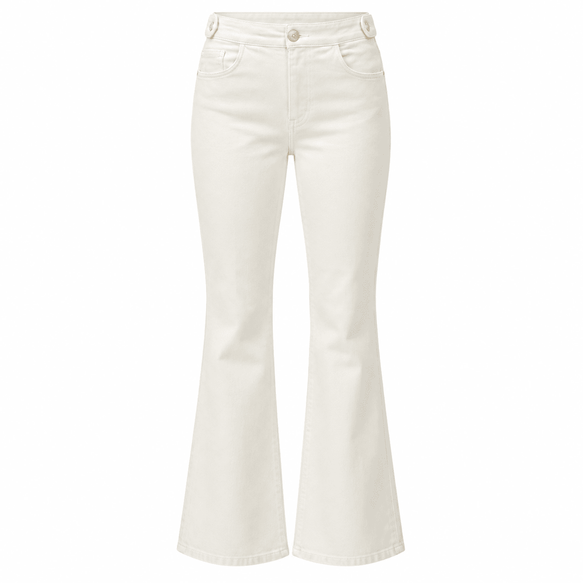 Avelaine High Waist Pocket Flared Leg Jeans  - White