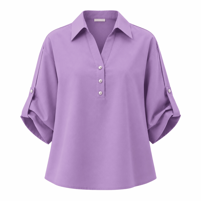 Kaylin Shoulder Epaulette Cotton Shirt- Lilac