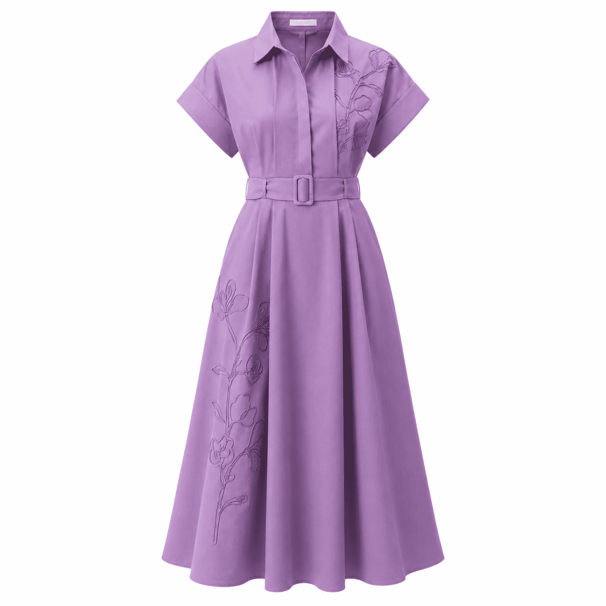 Kelsie Short Sleeve Midi Shirt Dress - Lilac