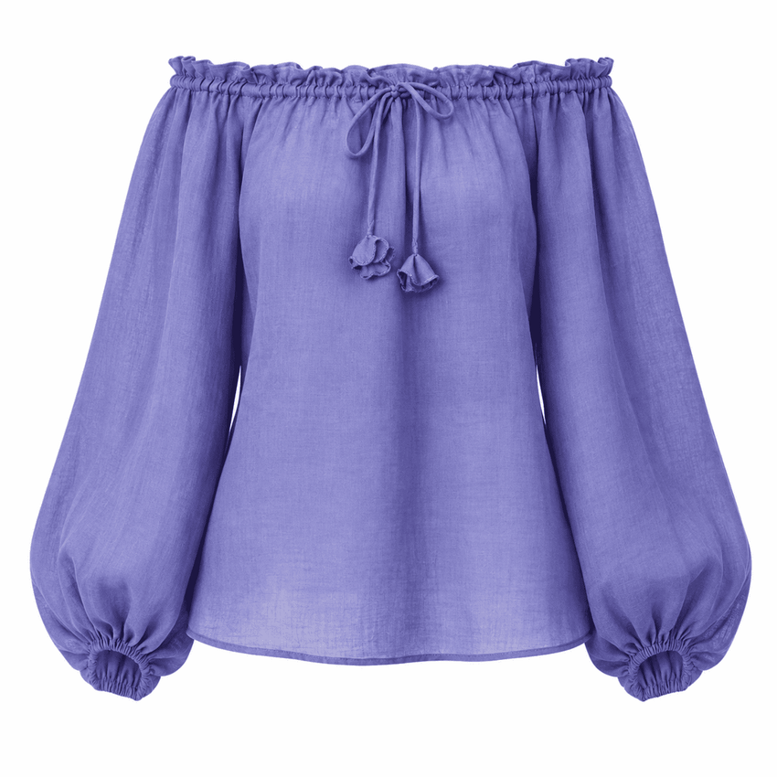 Adriene Tie Neck Blouse - Lilac