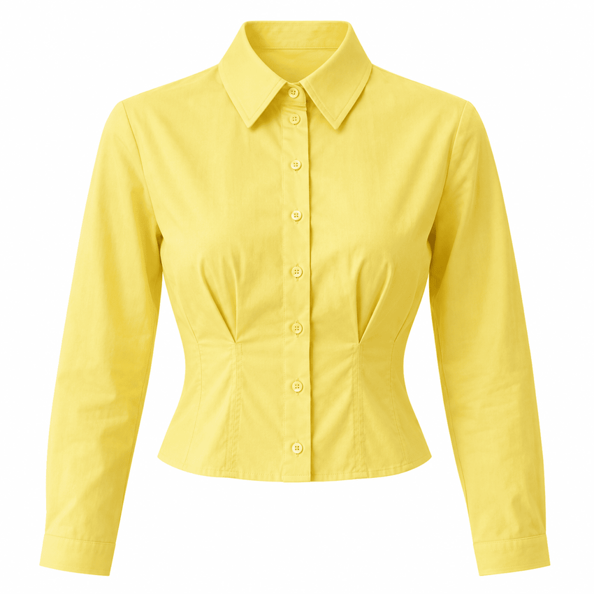 Felicia Long Sleeve Crop Shirt - Yellow