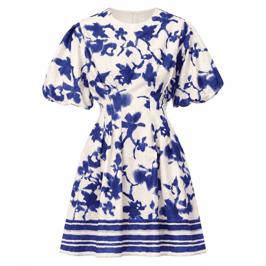 Jadira Puff Sleeve Mini Dress with Pockets - Royal Blue