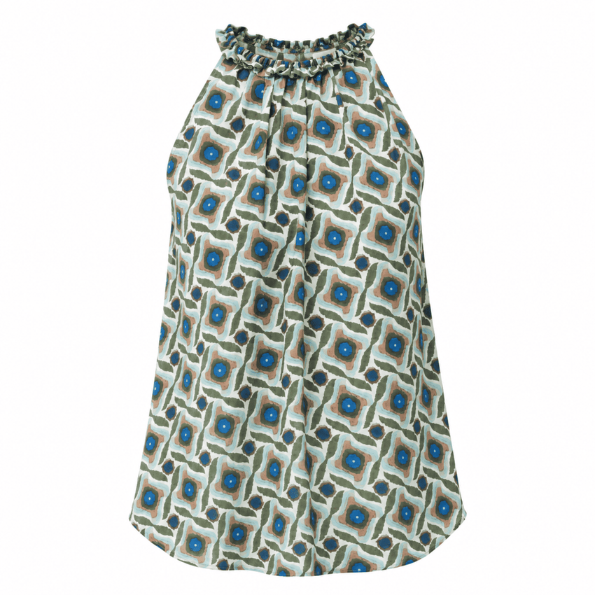 Grant Halter Neck Sleeveless Blouse - Multi Color