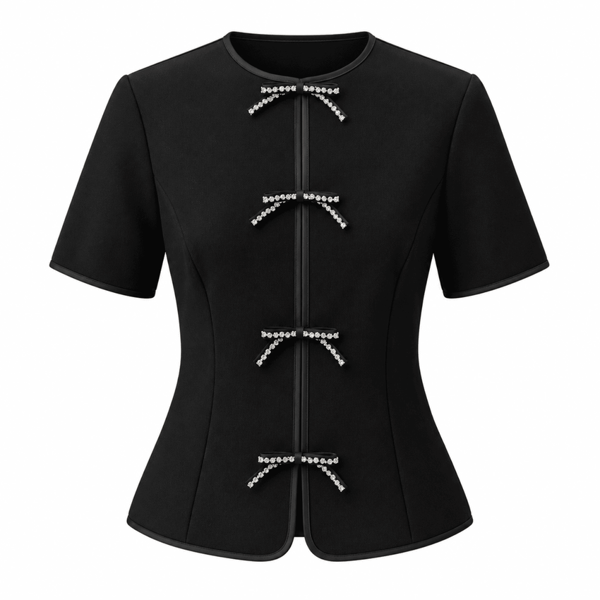 Dove Short Sleeve Blouse - BLACK