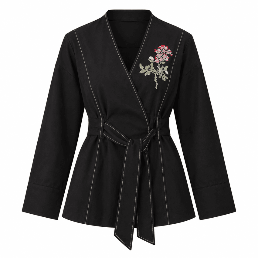 Elisa Belted Jacket – BLACK