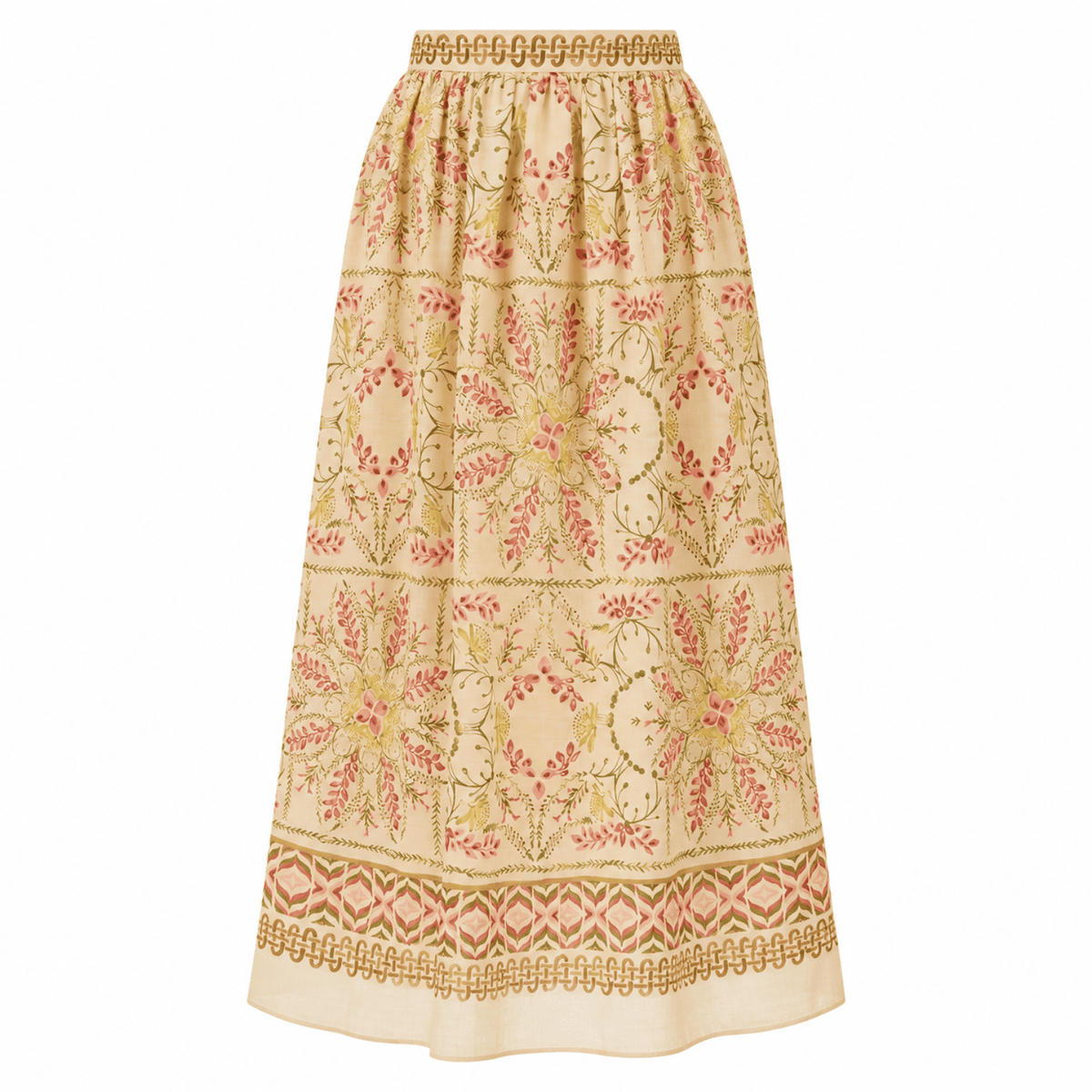 Cachet Lined Woven Midi Skirt- Multi Color