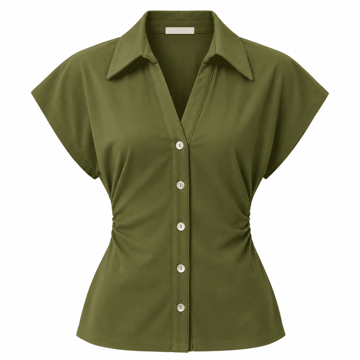 Siennal Short Sleeve Slim Fit Knit Shirt - Khaki