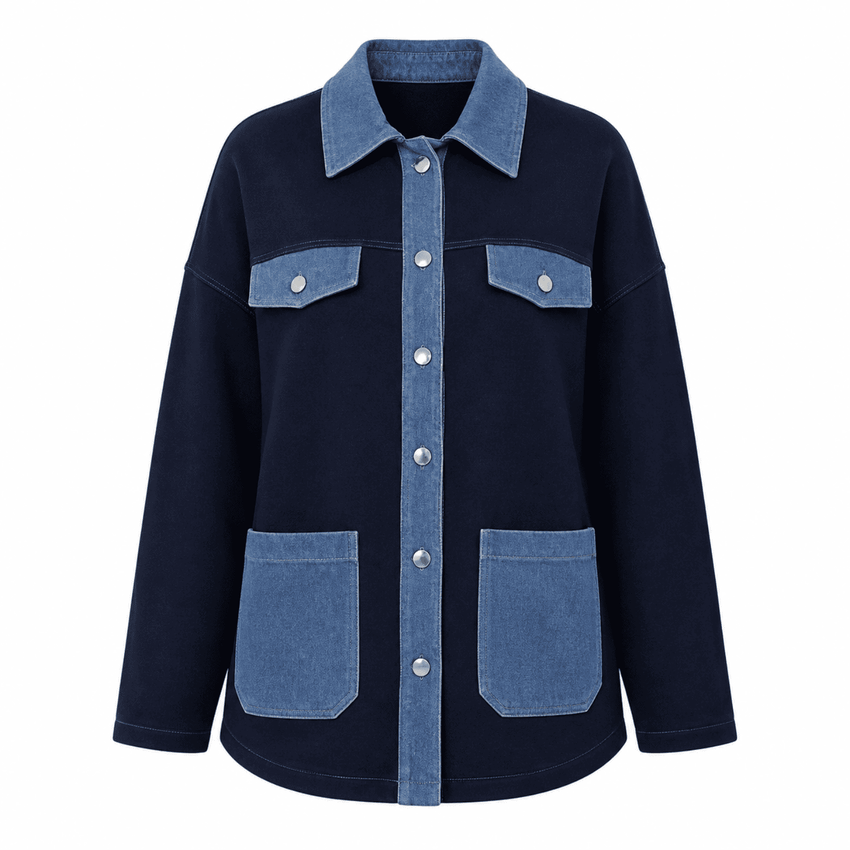 Makena Long Sleeve Pocket Knit Jacket - Navy Blue