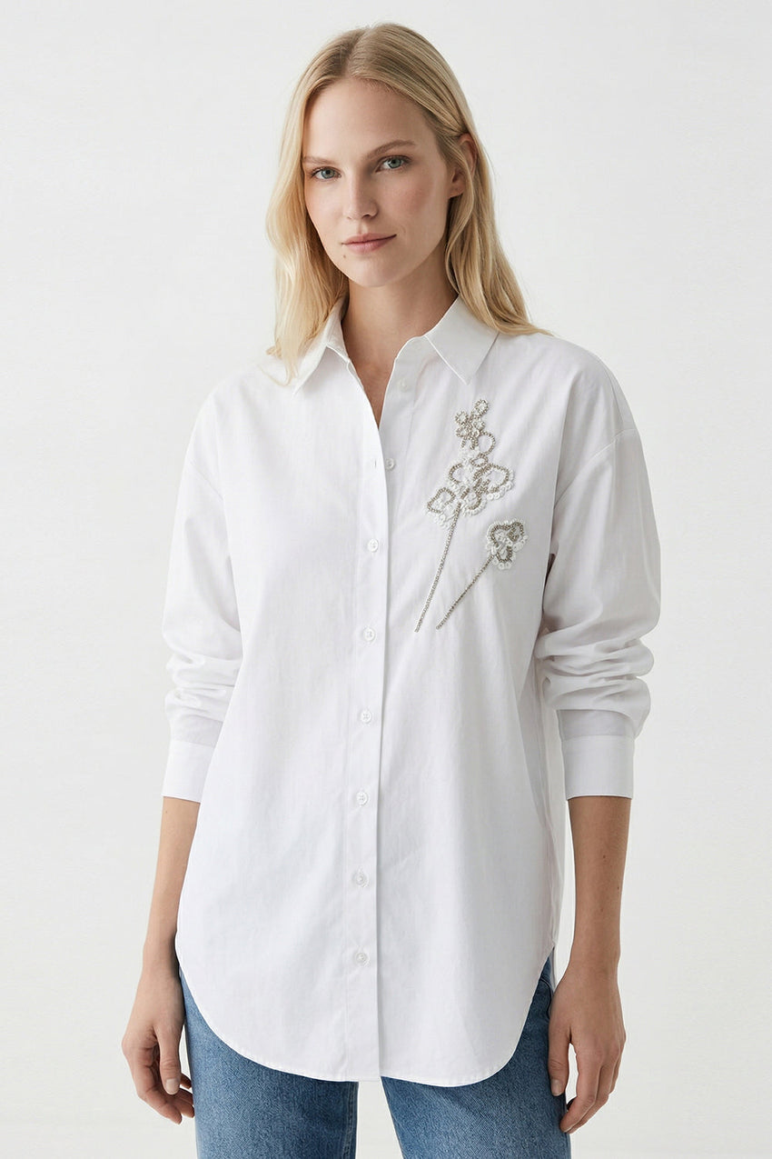 Bernette Long Sleeve Shirt - WHITE