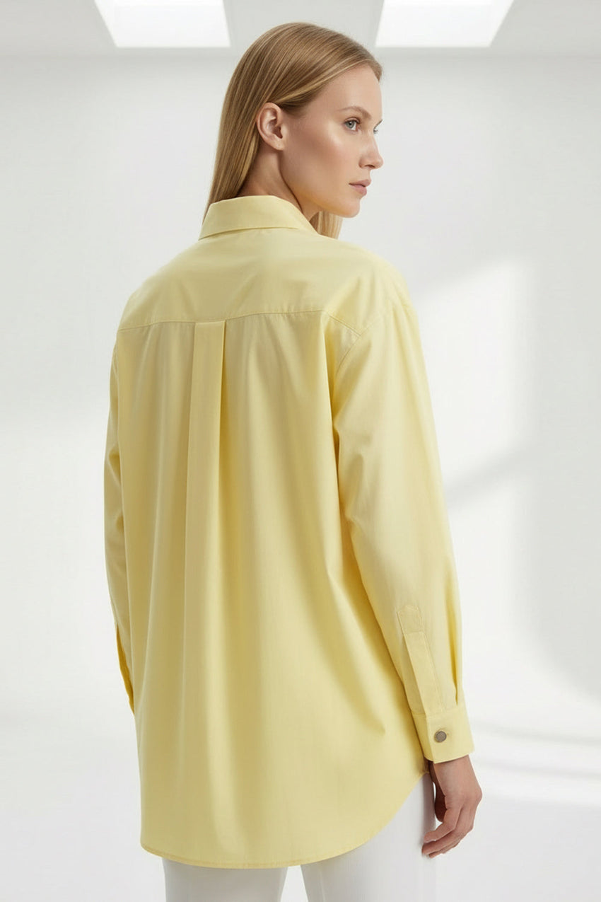 Bernetta Long Sleeve Cuffed Shirt - LIGHT YELLOW