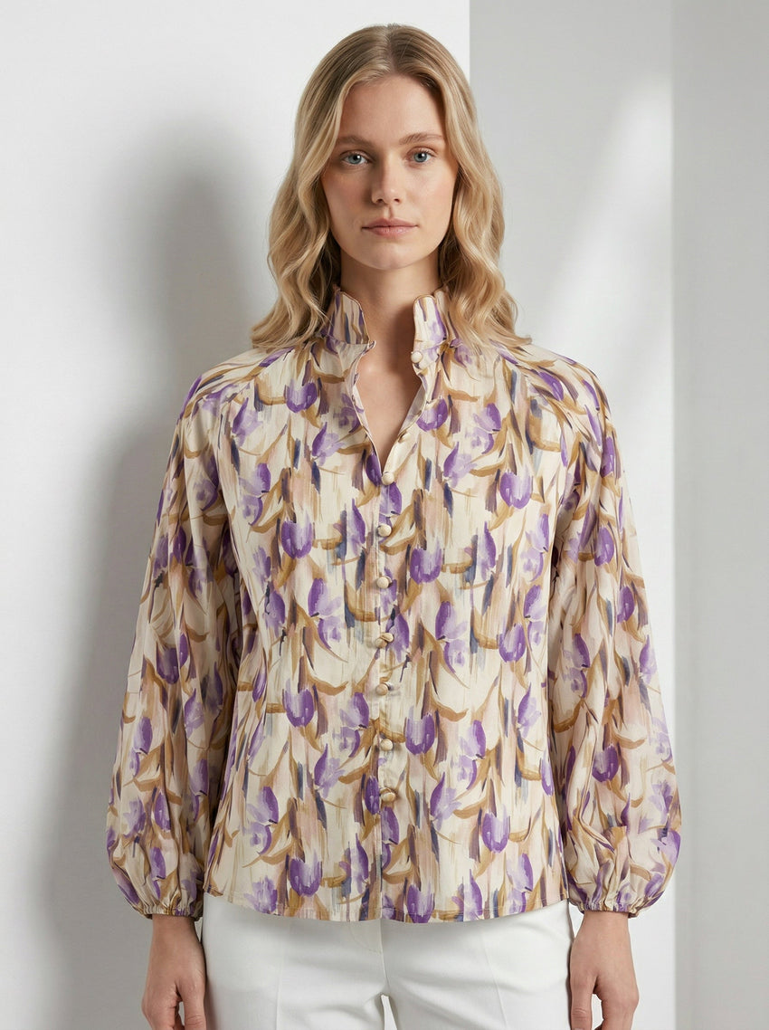 Yesenia High Neck Shirt - MULTI COLOR