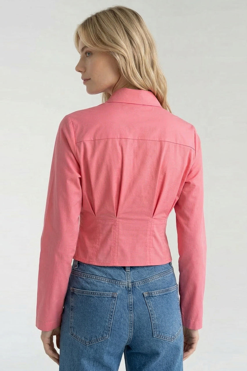 Long Sleeve Crop Shirt - PINK