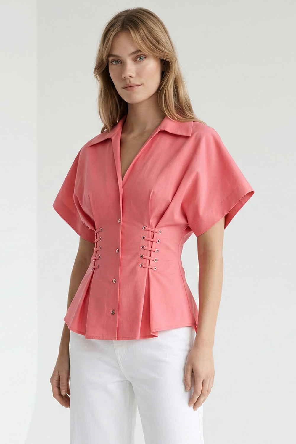 Mollie Short Sleeve Shirt - PINK