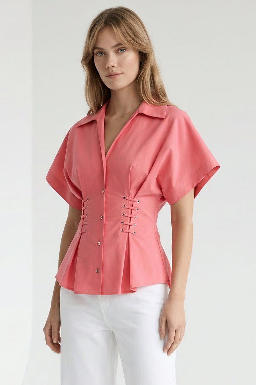 Mollie Short Sleeve Shirt - PINK