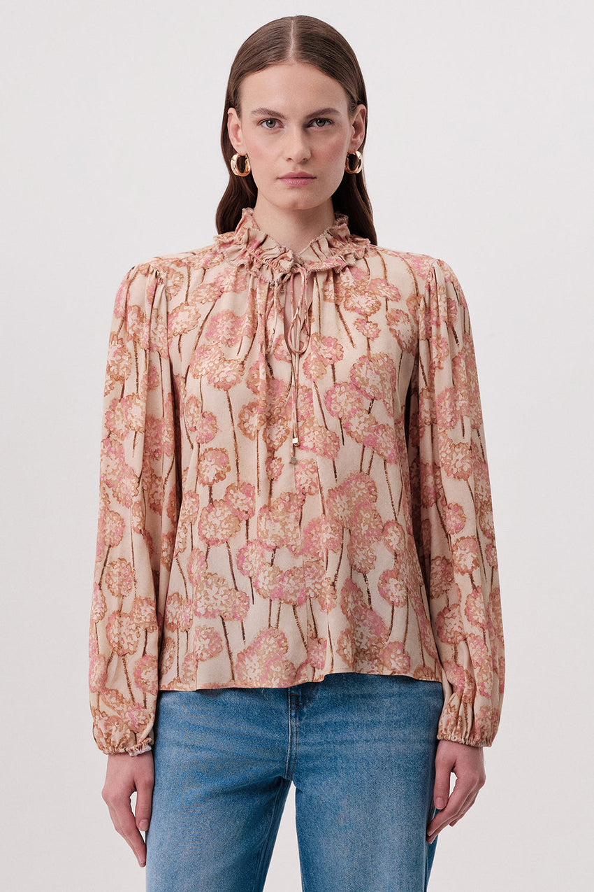 Paulaina Tie Neck Blouse - MULTI COLOR