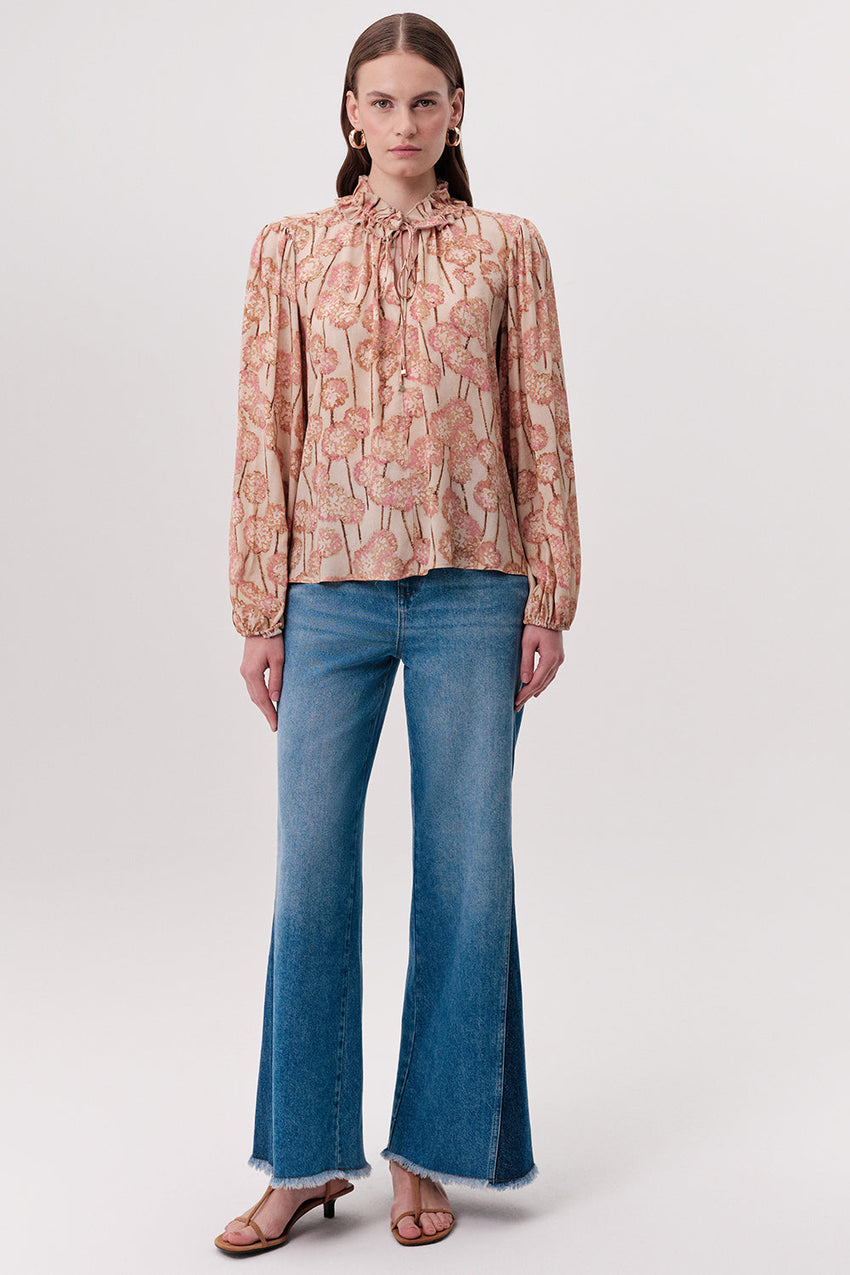 Paulaina Tie Neck Blouse - MULTI COLOR