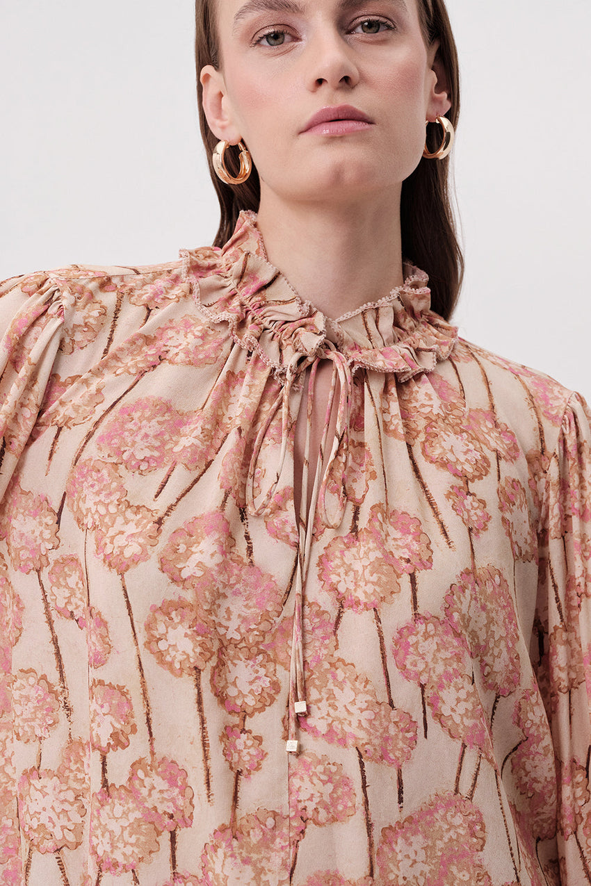 Paulaina Tie Neck Blouse - MULTI COLOR