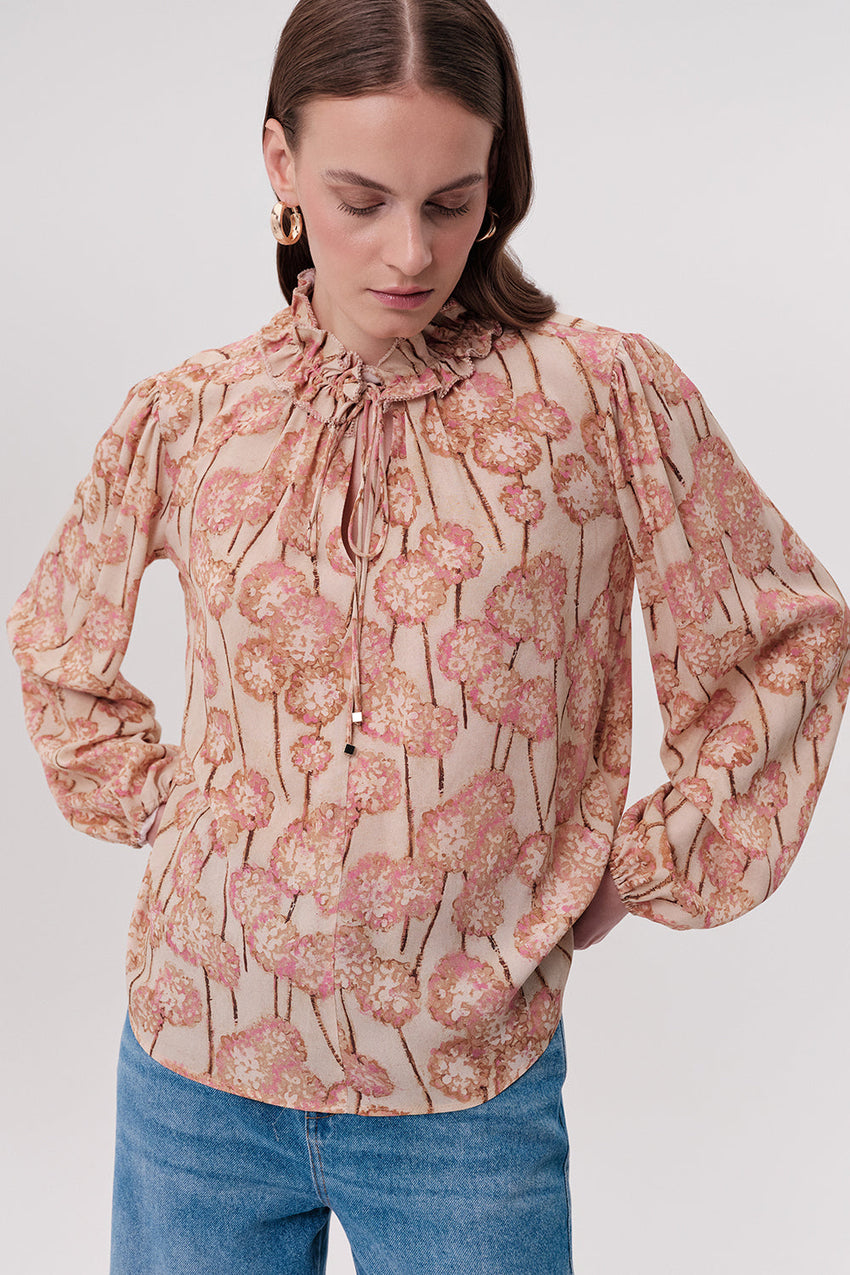 Paulaina Tie Neck Blouse - MULTI COLOR