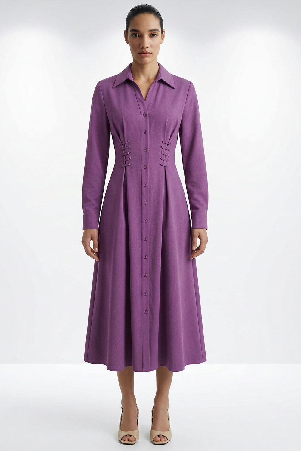 Midi Shirt Dress - LILAC