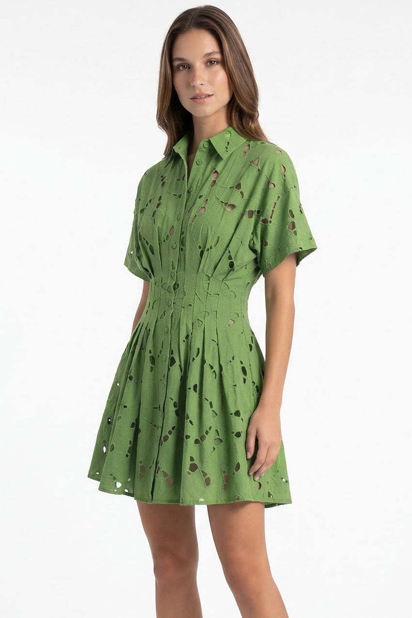 Short Sleeve Mini Dress - ECRU